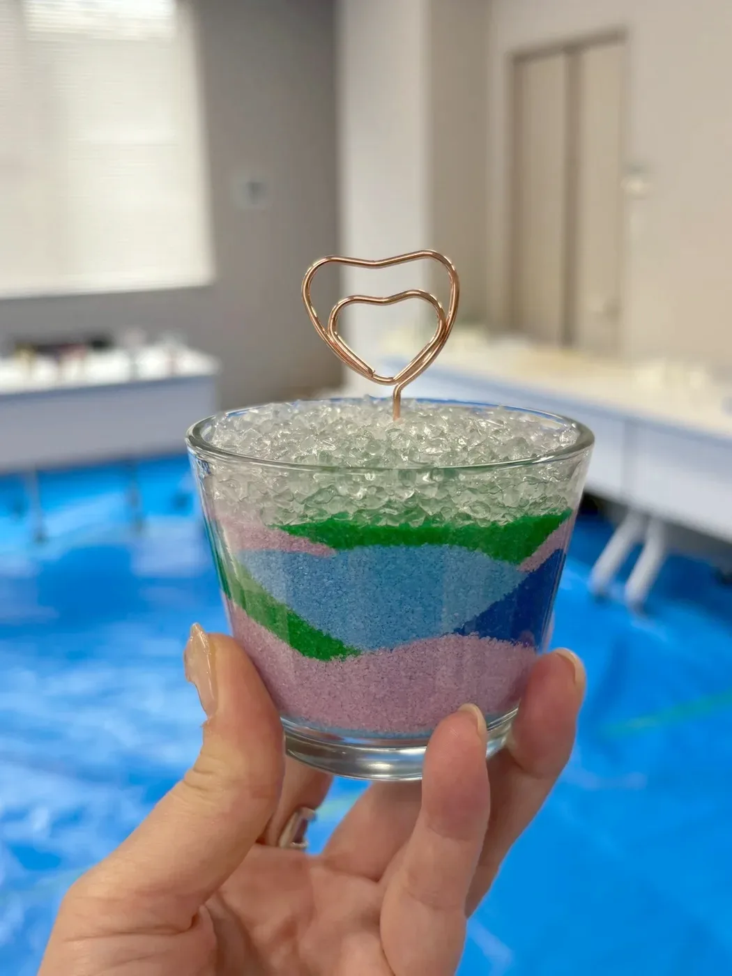蝶のクリップを挿した完成作品
